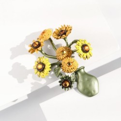 Vas med solrosor - retro brosch