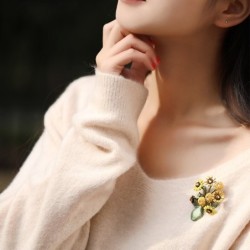 Vase with sunflowers - retro broochBrooches