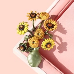 Vase with sunflowers - retro broochBrooches