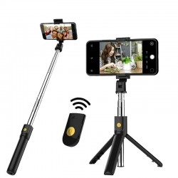 3 i 1 selfie stick - trådlös - Bluetooth - hopfällbar handhållen monopod - stativ - med fjärrkontroll