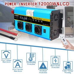 DC 12V to AC 220V 230V - 12000W - sine solar power inverter - LCD voltage display - wireless remote controlInverters