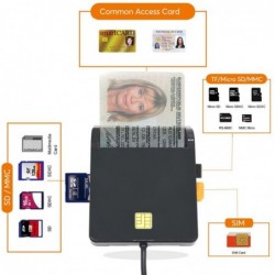 UTHAI - Smartkortläsare - för bankkort / SIM / IC / ID / EMV / SD / TF / MMC / USB - ISO / Windows / Linux / OS