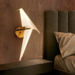 LED-vägglampa - origami pappersfågeldesign
