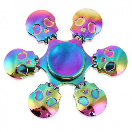 Rainbow skulls - hand fidget spinner - metall