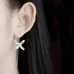 Silver flower with four leaves - earringsEarrings