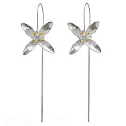 Silver flower with four leaves - earringsEarrings