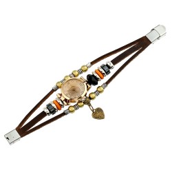 Flerlagers läderarmband med klocka