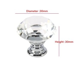 Dekorativ möbelknopp - handtag - låda - garderob - kristalldiamant - 30mm