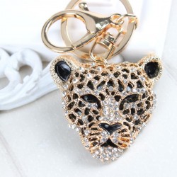 Kristall leopardhuvud - nyckelring