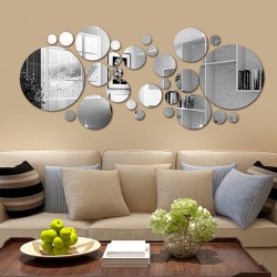 Round mirrors - wall sticker - self adhesive wallpaper - 30 piecesWall stickers