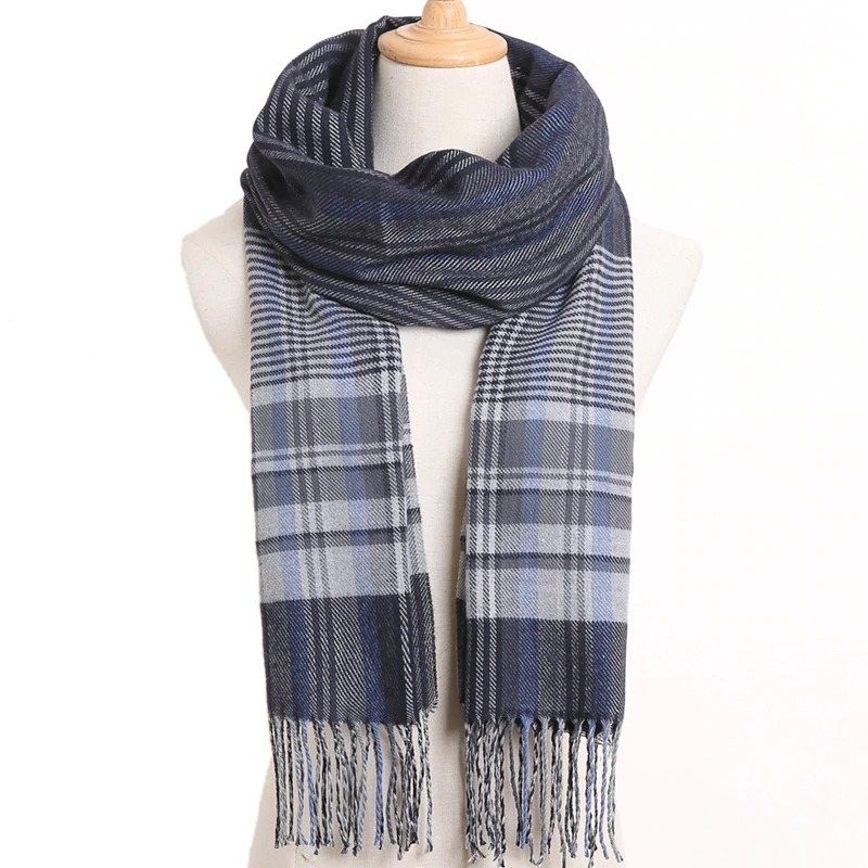 Luxury men's plaid scarf - with tasselsScarves