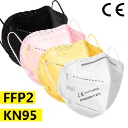 copy of 5-200pcs - ffp2 ansiktsmask - KN95 - 5 Layers filter - svart - vit rosa