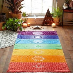 Rainbow Chakra - vägghängande handduk - randig filt