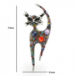 Flerfärgad kristallkatt - vintage brosch