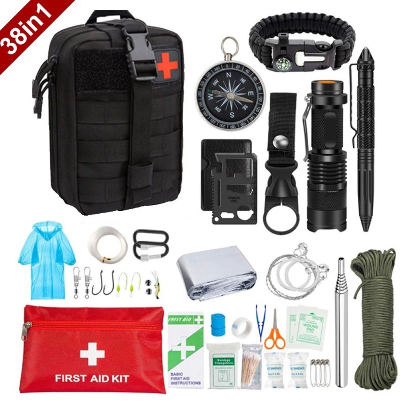 38 i 1 Survival första hjälpen kit - komplett militär set - utomhusutrustning nödutrustning 38 i 1 Survival första hjälpen kit - komplett militär set - utomhusutrustning nödutrustning