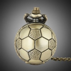 Soccer Ball Shape Bronze Round Vintage Quartz Movement Pocket Watch With Chain Necklace Jewelry Gifts