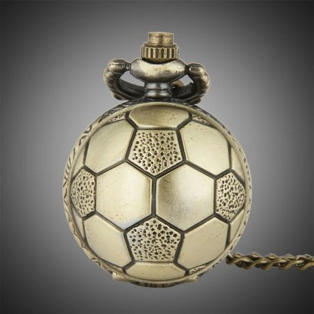Soccer Ball Shape Bronze Round Vintage Quartz Movement Pocket Watch With Chain Necklace Jewelry Gifts
