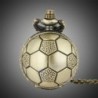 Soccer Ball Shape Bronze Round Vintage Quartz Movement Pocket Watch With Chain Necklace Jewelry Gifts