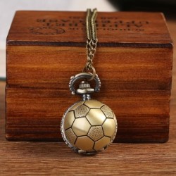 Soccer Ball Shape Bronze Round Vintage Quartz Movement Pocket Watch With Chain Necklace Jewelry Gifts