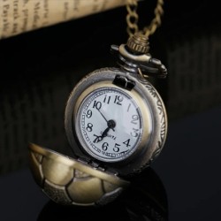 Soccer Ball Shape Bronze Round Vintage Quartz Movement Pocket Watch With Chain Necklace Jewelry Gifts