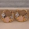 1 Pair Trendy Rose Pattern Gold Plated Hollow Out Hoop Earrings for Women Fashion Jewelry Accessories Wedding Party Birthday Gi