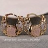 1 Pair Trendy Rose Pattern Gold Plated Hollow Out Hoop Earrings for Women Fashion Jewelry Accessories Wedding Party Birthday Gi
