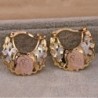 1 Pair Trendy Rose Pattern Gold Plated Hollow Out Hoop Earrings for Women Fashion Jewelry Accessories Wedding Party Birthday Gi