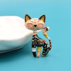 CINDY XIANG Enamel Cat Brooch – Unisex, 2 Colors, Cute Animal PinBrooches