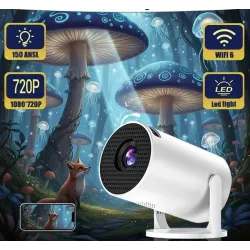 HY200 720p bärbar projektor - 270° roterbar, Full HD HDMI/USB, hemmabio och utomhusfilmer