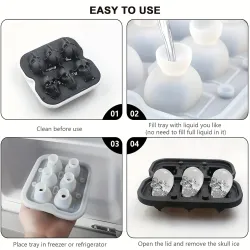 Skull ice ball mold - 3D silicone skull ice tray for cocktails - 6 piecesBar supply
