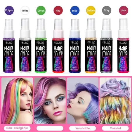 Tillfällig hårfärgningsspray: omedelbar, blekmedelsfri - varm sköljning för cosplay och fester