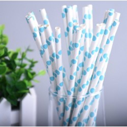 Colorful big polka dots - paper drinking straws 25 pieces