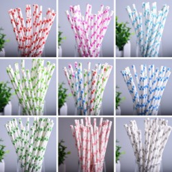 Colorful big polka dots - paper drinking straws 25 pieces