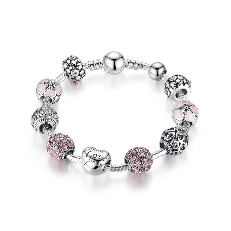 Lyx armband med kristallpärlor - 925 sterling silver