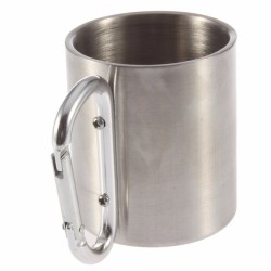 Rostfritt stål camping kopp - mugg - aluminiumkarbiner - 180 ml