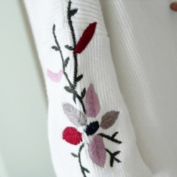 Long Loose Embroidery Knitted Sweater Cardigan