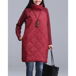 Turtleneck Loose Patchwork Tunic Winter Dress