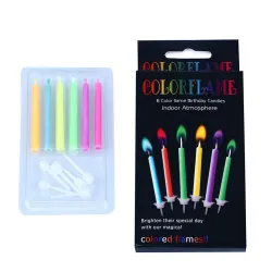Colorful flame - candles for a birthday cake 6 piecesCandles & Holders