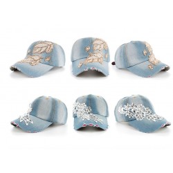 Bomull Jeans Rhinestone Cap Baseball Hatten