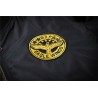 Black bomber jacka med broderade gyllene vingar