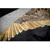Black bomber jacka med broderade gyllene vingar