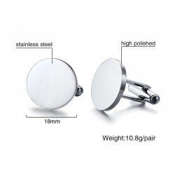 Stylish Round Stainless Steel Cufflinks
