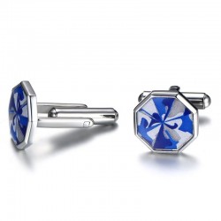 Rostfritt stål Octagon Blue Cufflinks