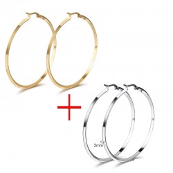 Gold & Silver Round Hoops örhängen 2 par