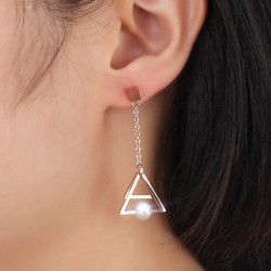 Triangle Pearl Drop Earrings