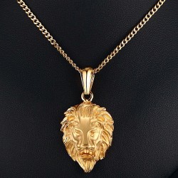 Lion huvud hängande gyllene halsband