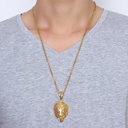 Lion huvud hängande gyllene halsband