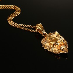 Lion huvud hängande gyllene halsband