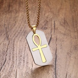 Borttagbar egyptisk Ankh cross pendant rostfritt stål halsband