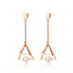 Triangle Pearl Drop Earrings